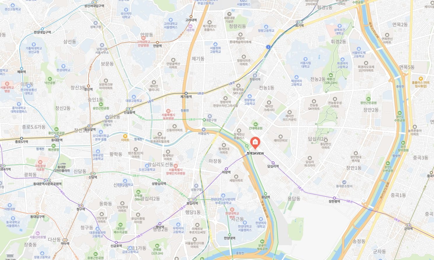 청계 SK VIEW 원거리 위치도